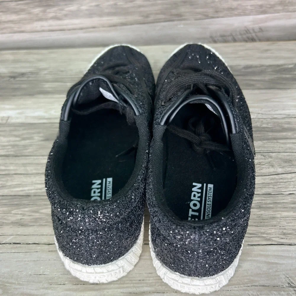 Tretorn Lace-Up Casual Sneakers Nylite Glitter Black 6.5 Shiny Sparkle